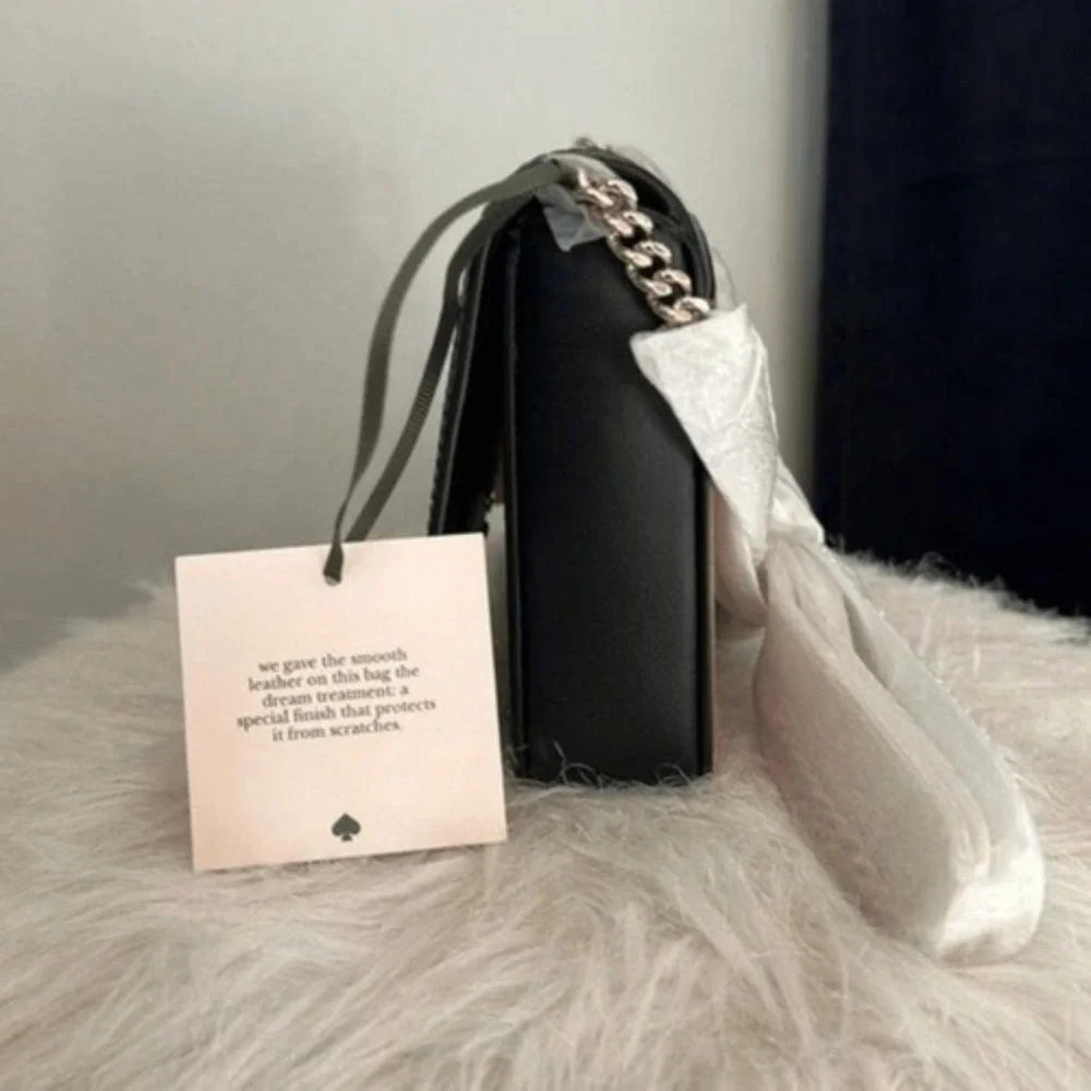 Kate Spade Gentle Panda Crossbody Leather Wallet Bag,‎ Pink/Black, NWT